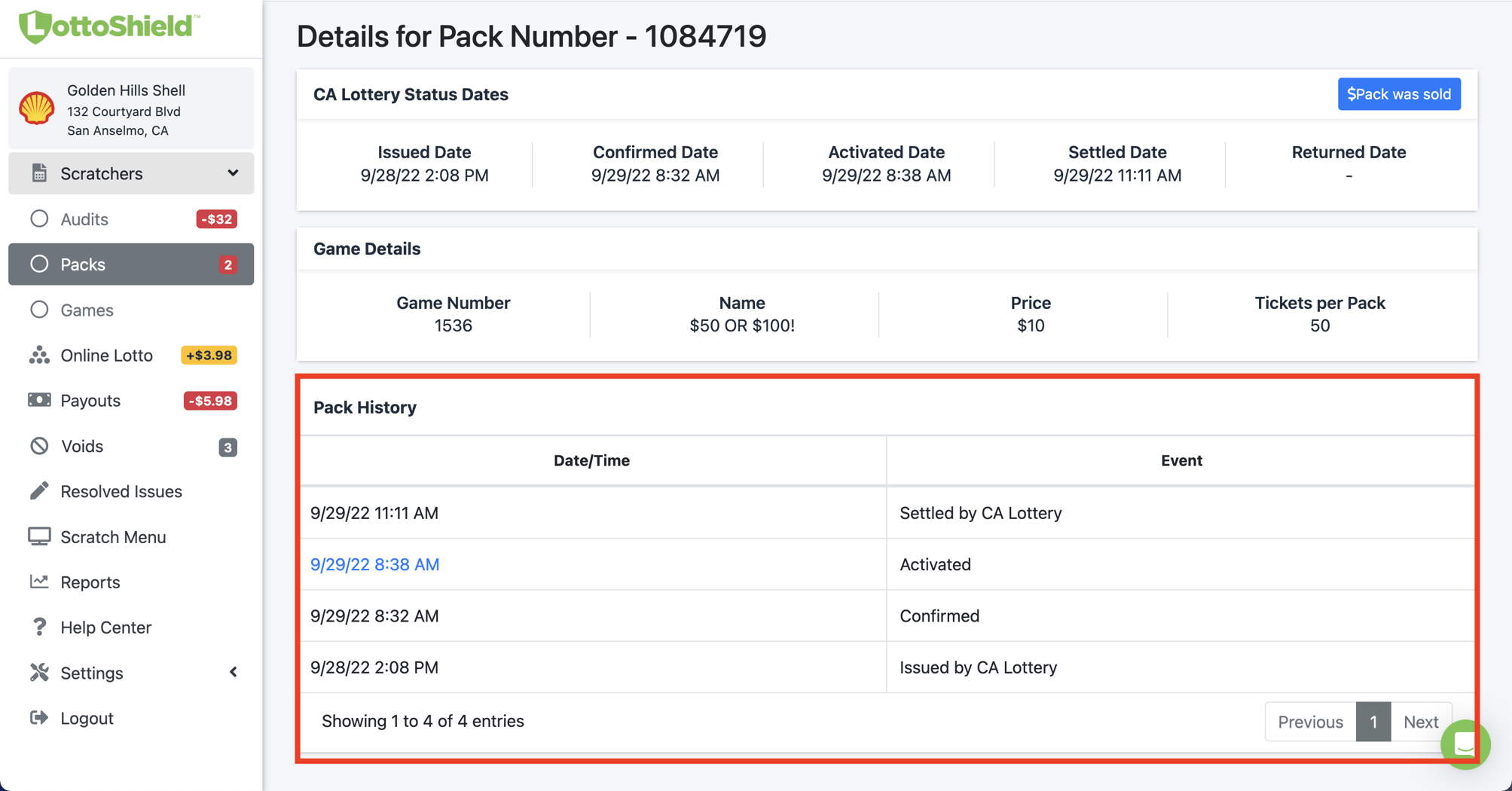 Understanding Scratcher Pack Statuses